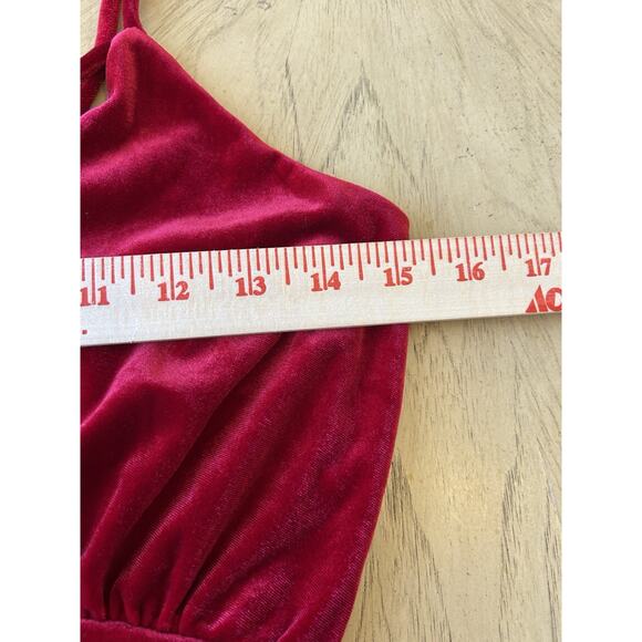 VTG 90s Red Velvet Dress Mini Sexy Goth Prom Party Asymmetric Charlotte RUSSE - Picture 7 of 16